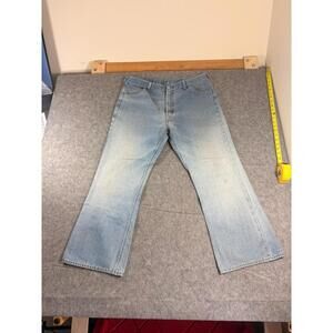 Vintage 70s Sears Thumbs Up Jeans Men 38x27 Blue Bell Bottoms Flared Made USA